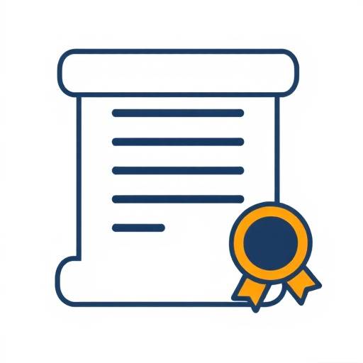 Stylized icon representing a legal document with a scroll and a seal, signifying an agreement